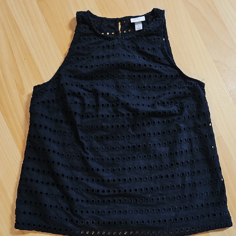 4/$10 A New Day Black Eyelet Sleeveless Top